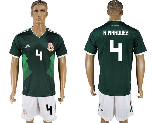 Mexico #4 R.Marquez Green Home Soccer Country Jersey - Click Image to Close
